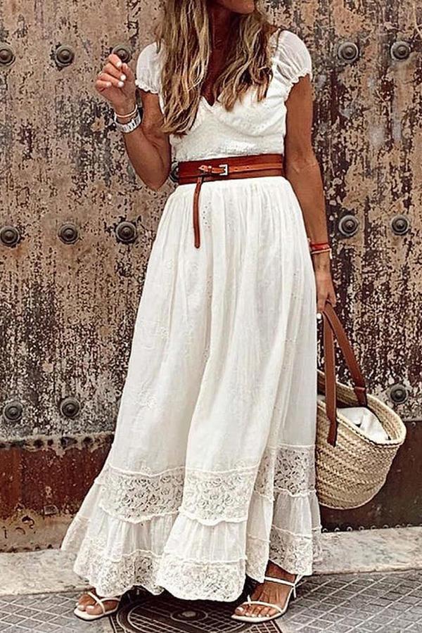 Lace Stitching Elegant Maxi Dress