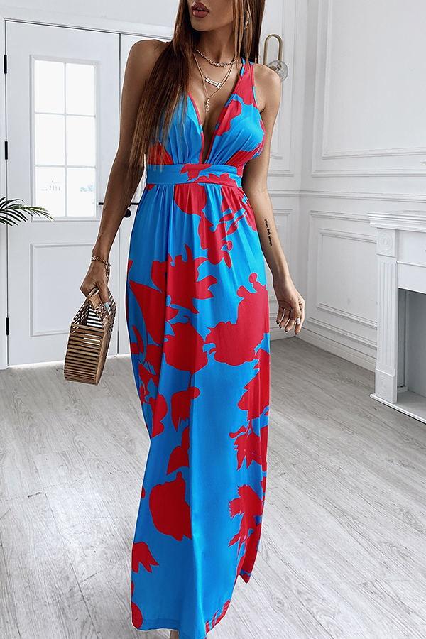 Contrast Floral Deep V Maxi Drss SKU: INS114-ChicMe_Prime-bl 5.0  1 reviews>