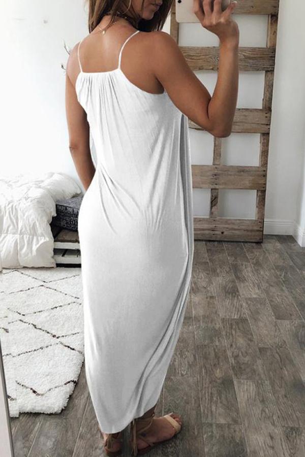 Wrapped Split Solid Cami Beach Dress