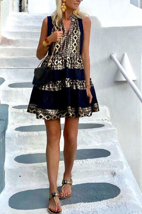 Fashion geometric pattern print dress