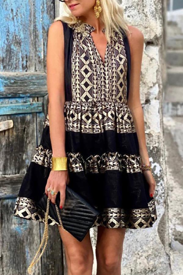 Fashion geometric pattern print dress