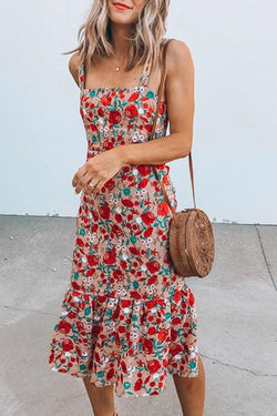 Floral Big Swing Suspender Dress