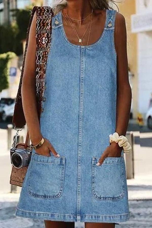 Denim Blue Mini Strap Dress