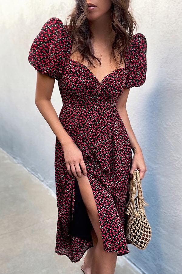 Nothing But Love Puff Sleeves Midi Dress