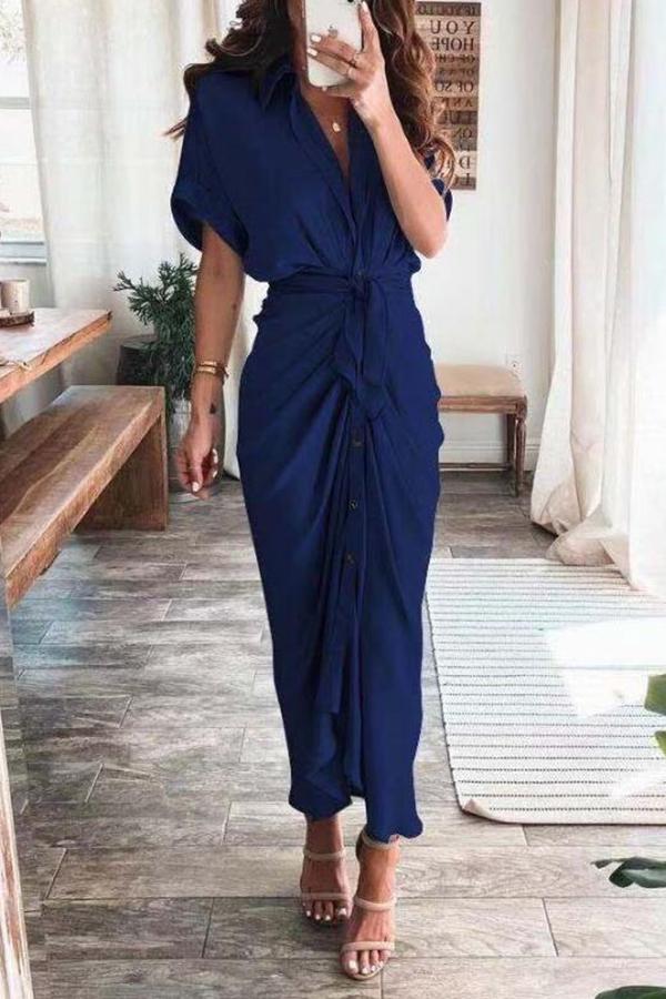 Amazing, Satin Button Down Style Drape Dress