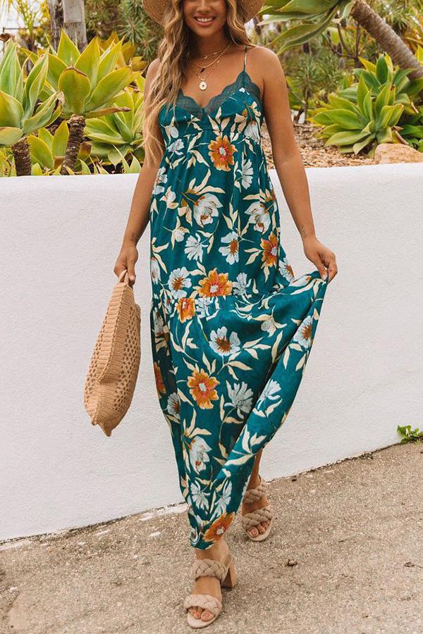 Hues of Summer Floral Lace Maxi Dress