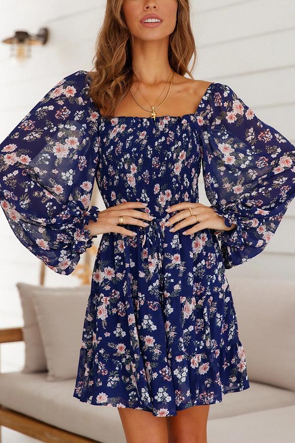 Floral Long Sleeve Mini Dress