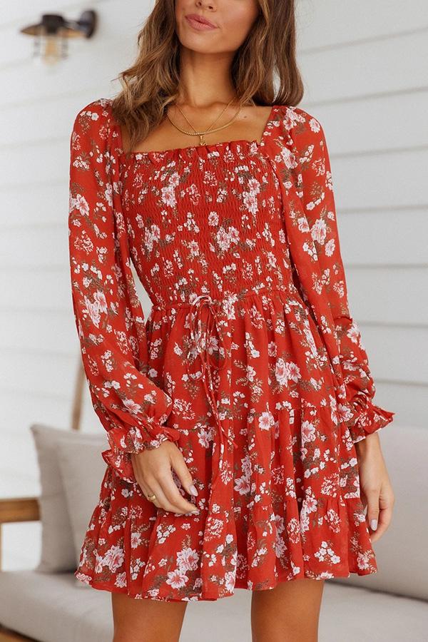 Floral Long Sleeve Mini Dress