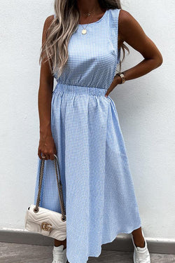 Temperament Commuter Plaid Midi Dress