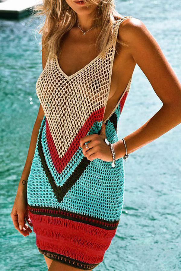 Knitted Cutout Bikini Blouse