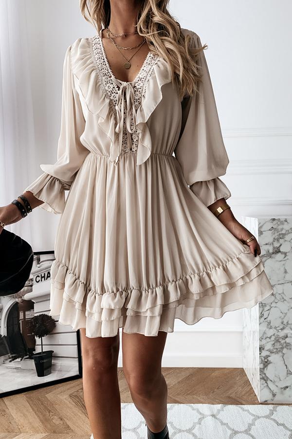 Dangle Puff Sleeve Midi Dress