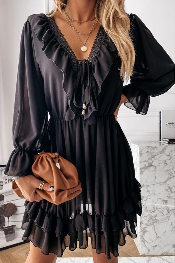 Dangle Puff Sleeve Midi Dress