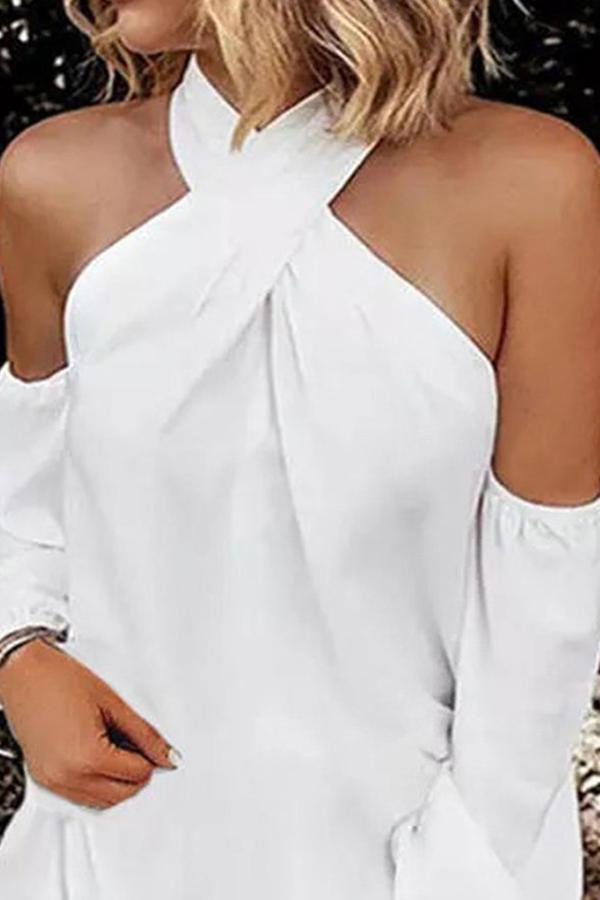 White Off-the-shoulder Loose Midi Dress