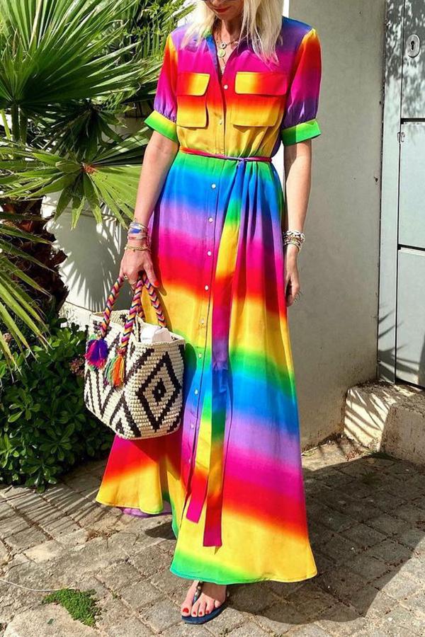 Rainbow Colors Fairy Maxi Dress