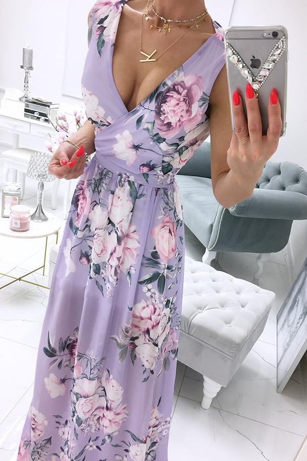 Chiffon Print Sleeveless Dress