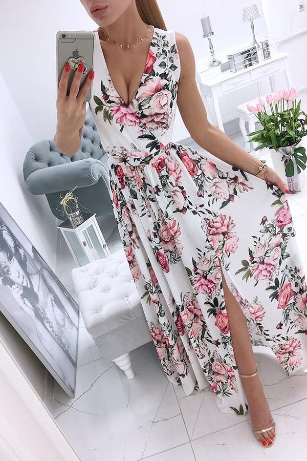 Chiffon Print Sleeveless Dress