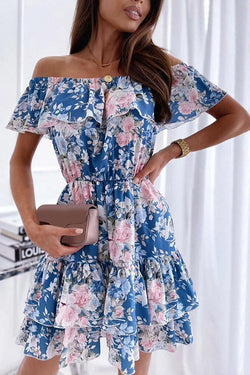 One-shoulder Fashion Print Dress