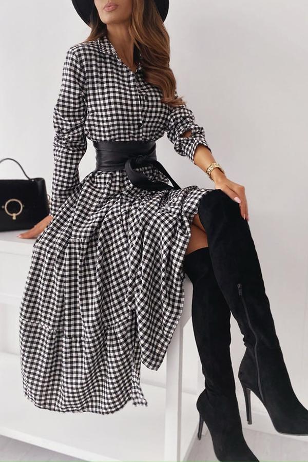 Belted Casual Printed Dress