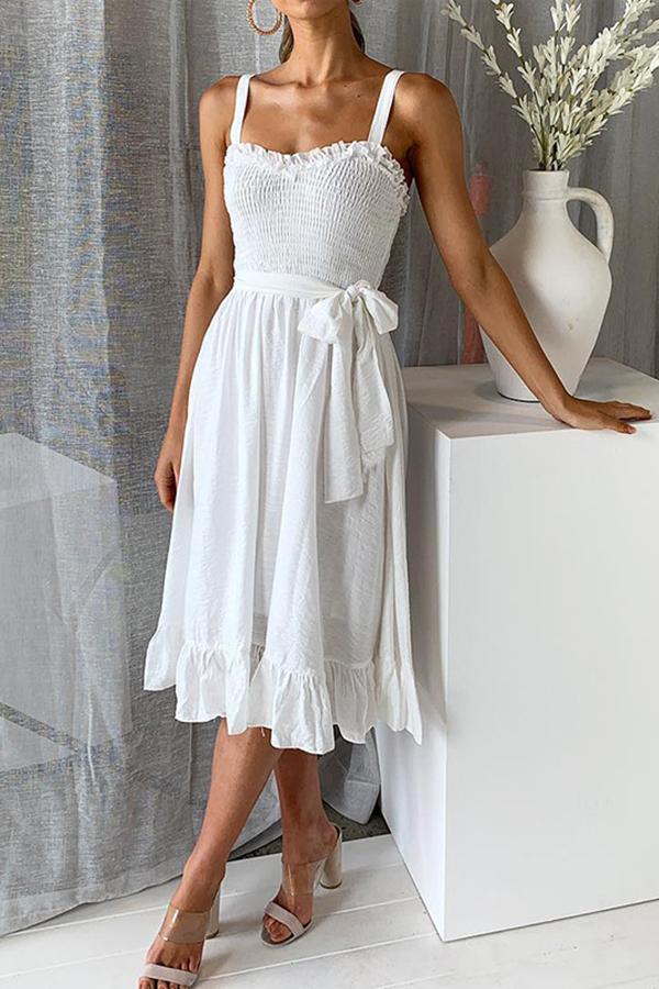 Gabriella Tie-waist Ruffled Midi Dress