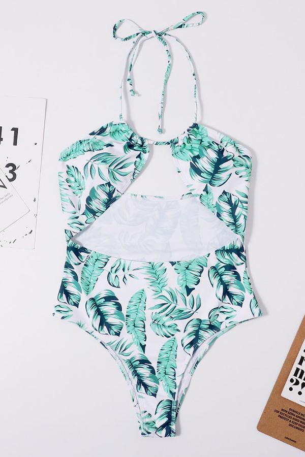 Beach Print Conservative strap one-piece swimsuit