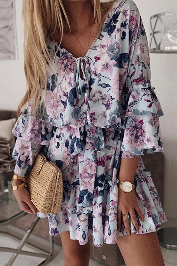 Spring New Temperament Floral Short Dress