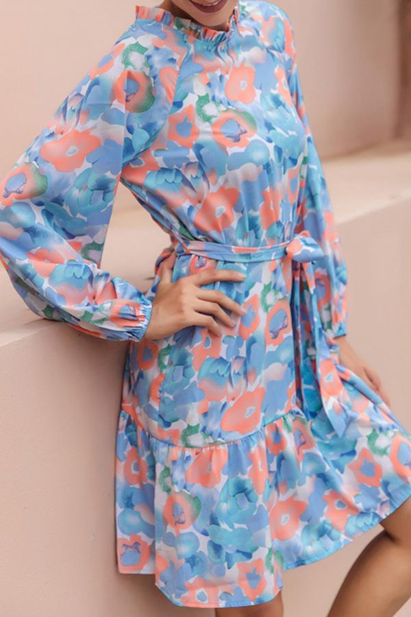 Girly Floral Water Print Dress