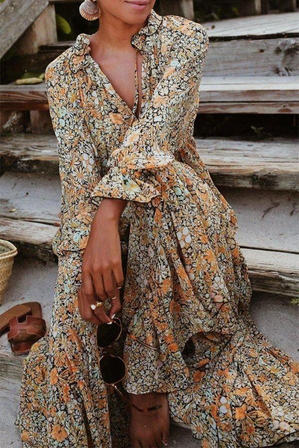 Small Floral Bohemian Long Beach Dress