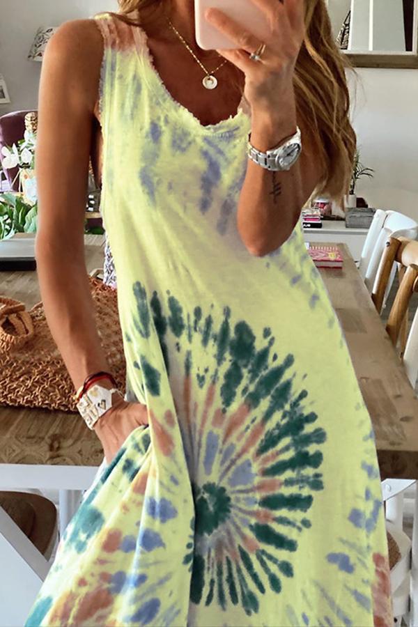 Tie-Dye Loose Casual Holiday Dress