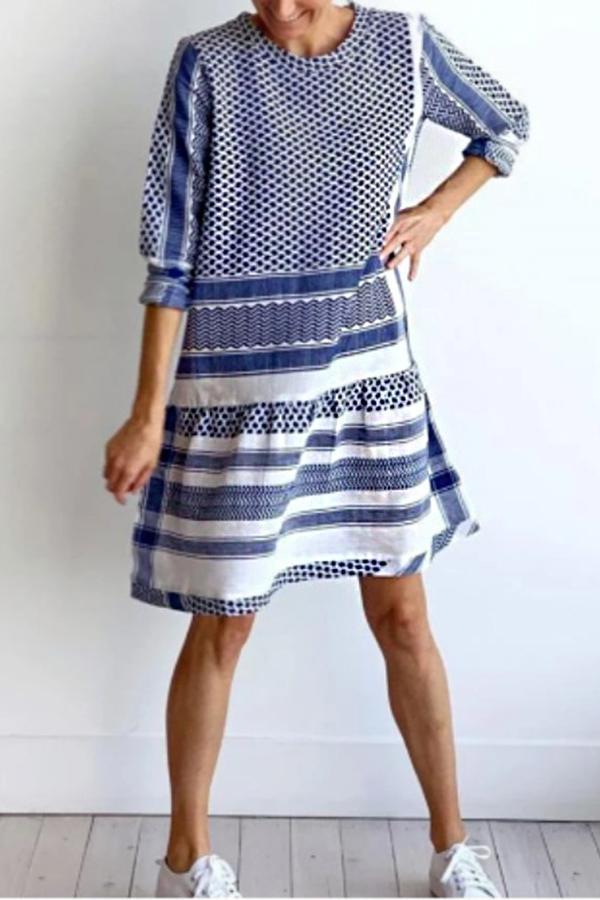 Striped Print Dress With Sleeves