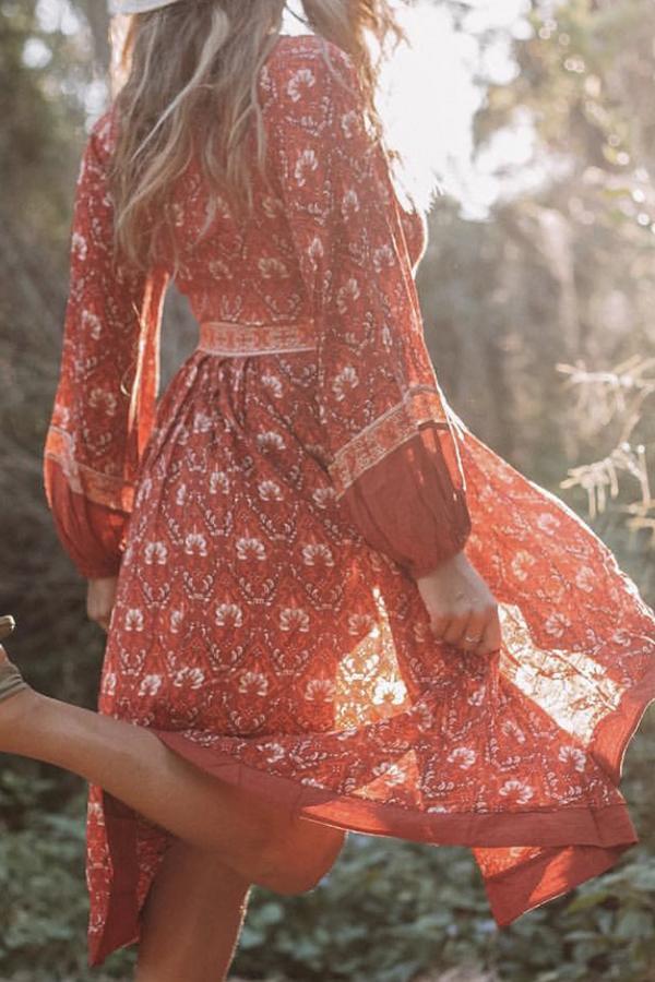 Bohemian Seaside Holiday Print Dress