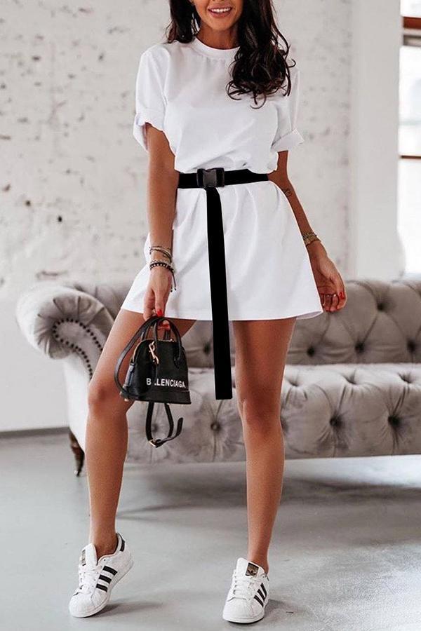 Loose Belt Sports Fashion Casual T-shirt Dress