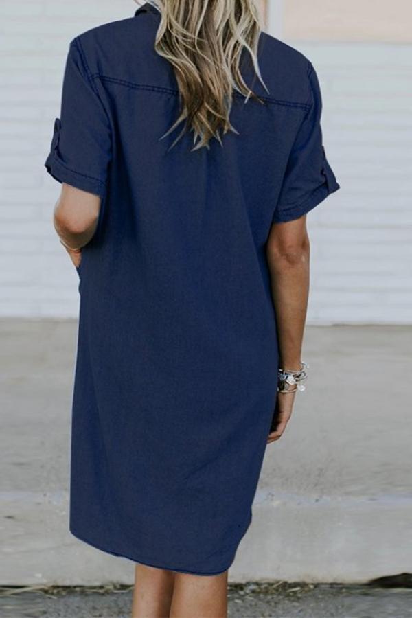 Casual Fashion Denim Pocket Denim Dress