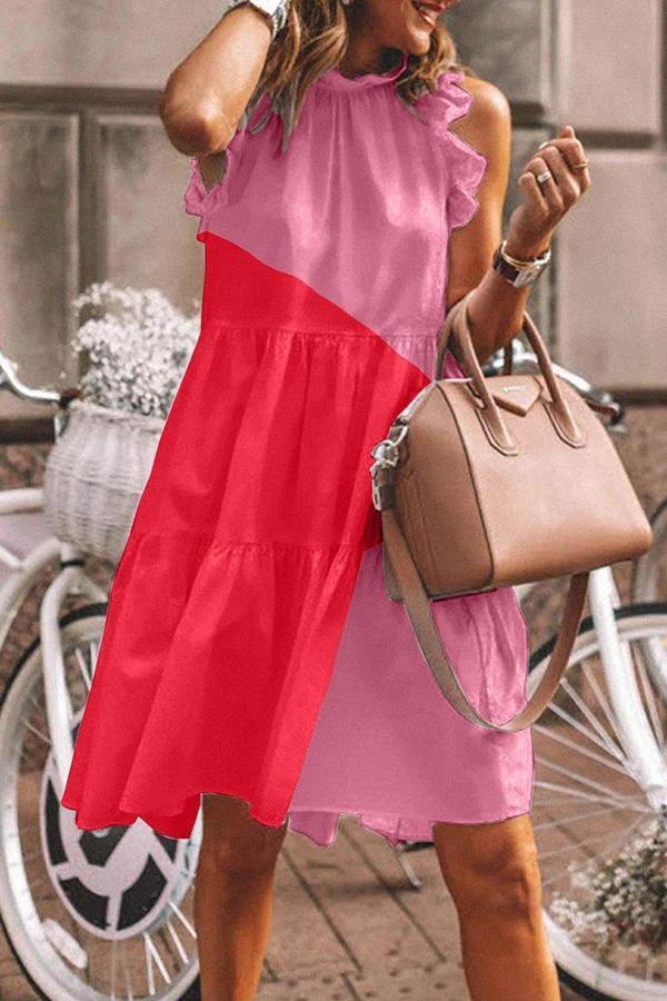 Casual Loose Color Matching Dress