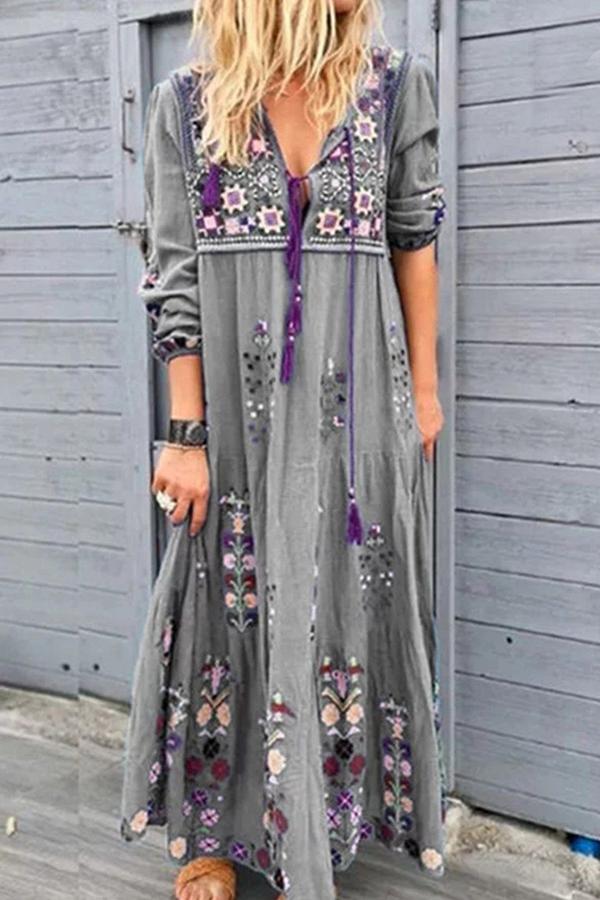 Bohemian Fashion Long Sleeve Dress