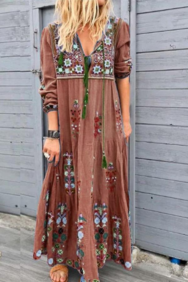 Bohemian Fashion Long Sleeve Dress