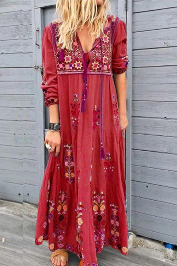 Bohemian Fashion Long Sleeve Dress