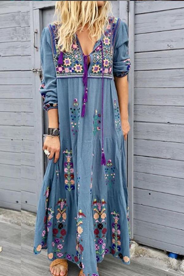 Bohemian Fashion Long Sleeve Dress