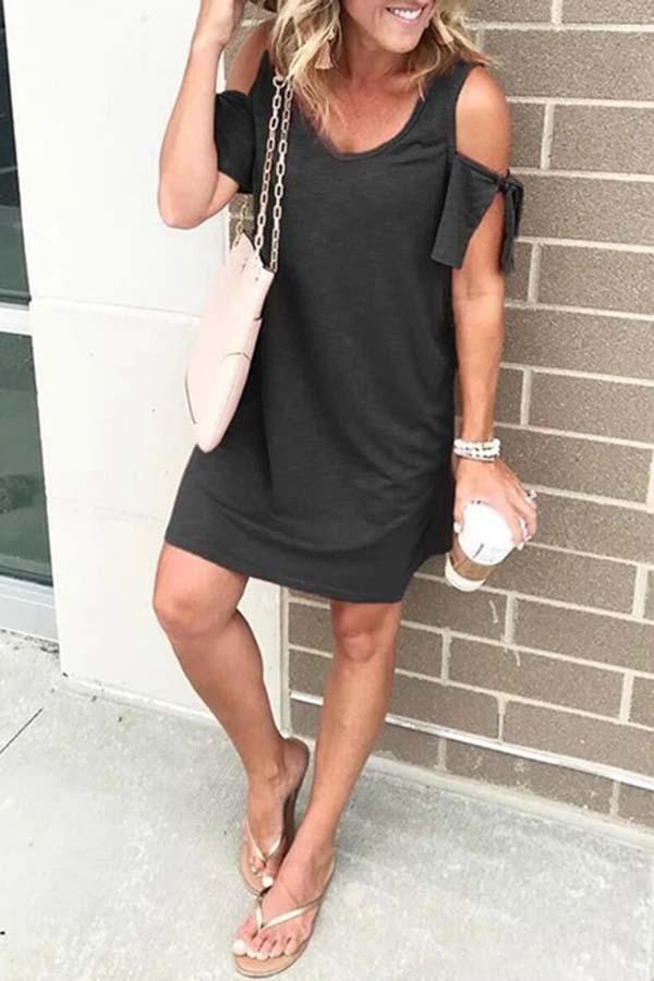 Casual Dew Shoulder Mini Dress