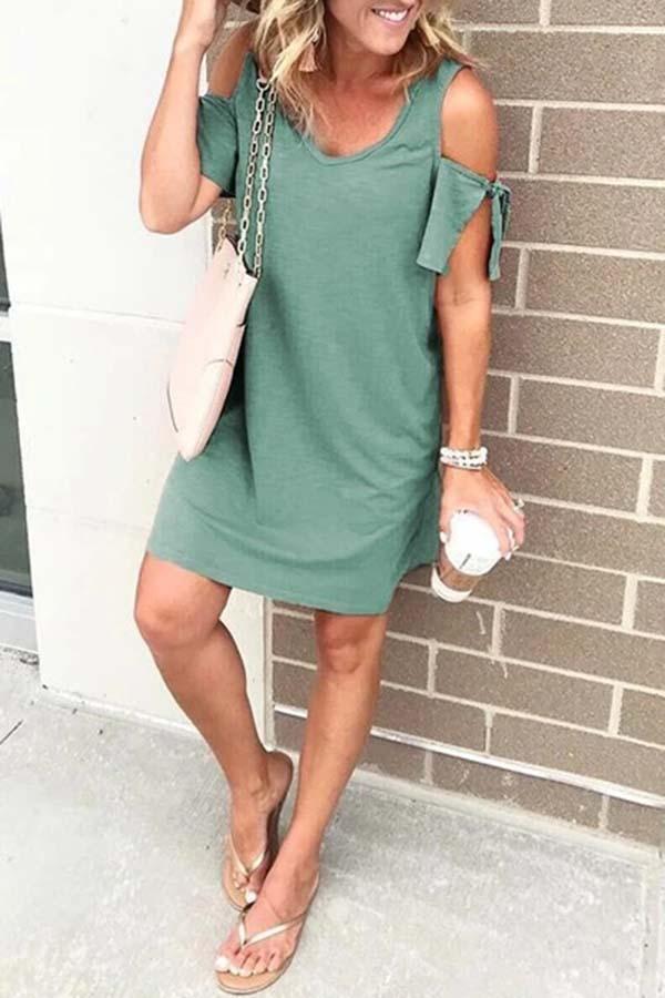 Casual Dew Shoulder Mini Dress