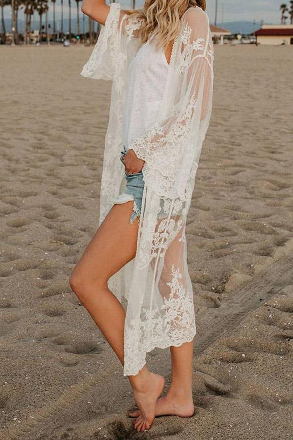 Fashionable Lace Stitching Cover-up