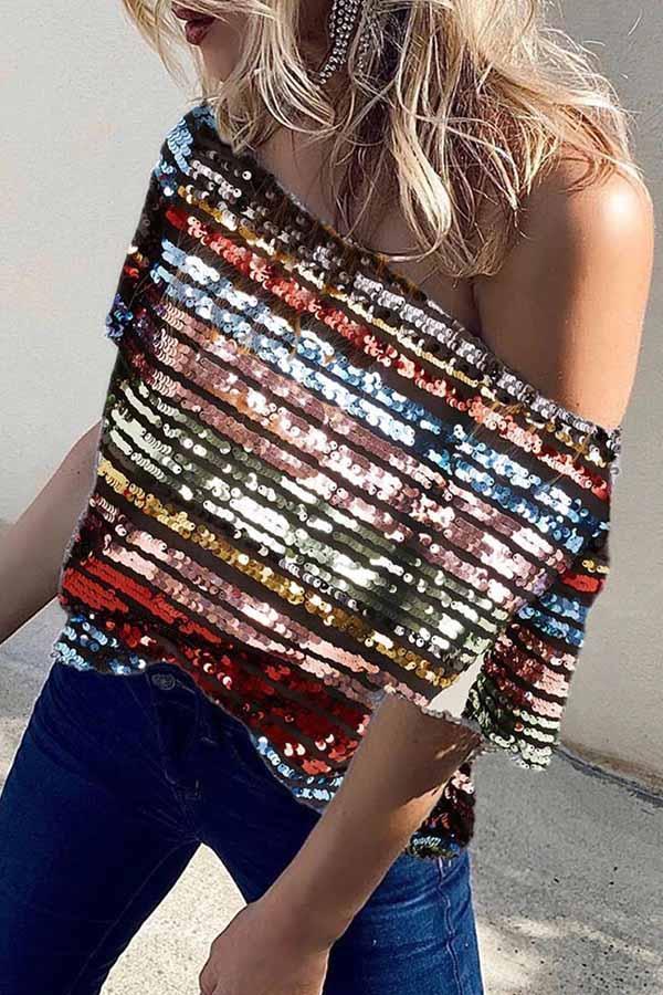 Striped Sequin Top