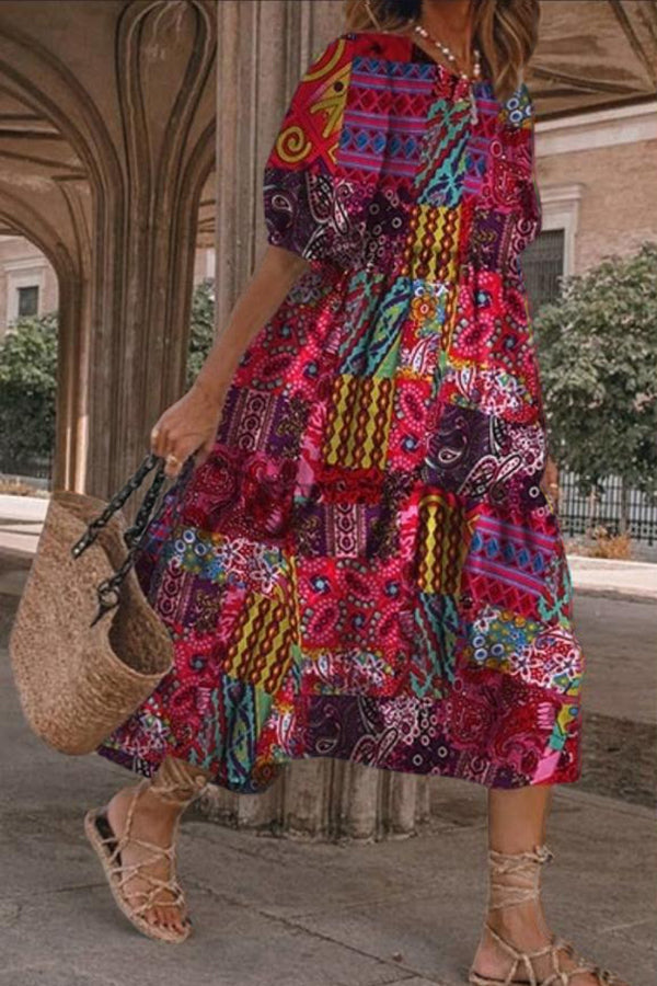 Casual Printed Loose Bohemian Dress