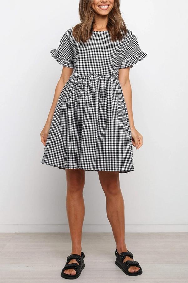 Small Plaid Mini Princess Dress