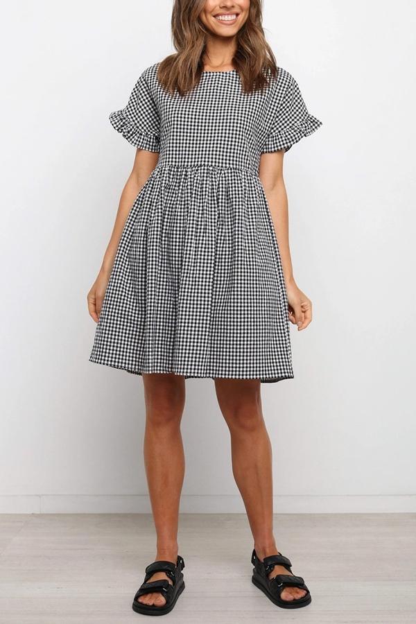 Small Plaid Mini Princess Dress