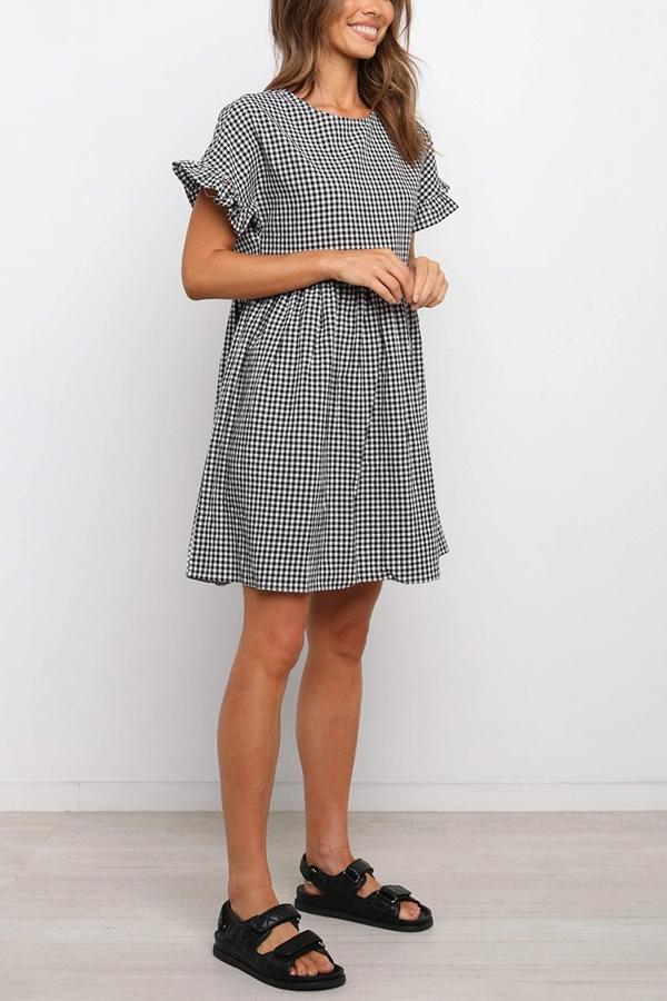 Small Plaid Mini Princess Dress