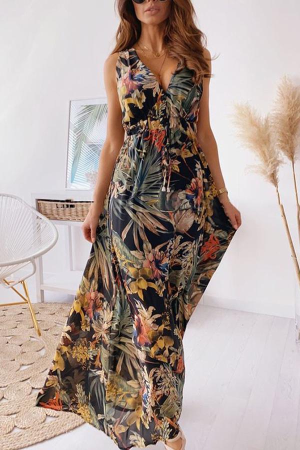 Printed Strappy Beach Dress