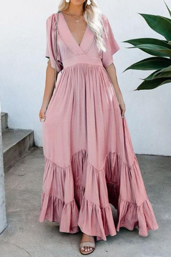 Bohemian solid color long dress