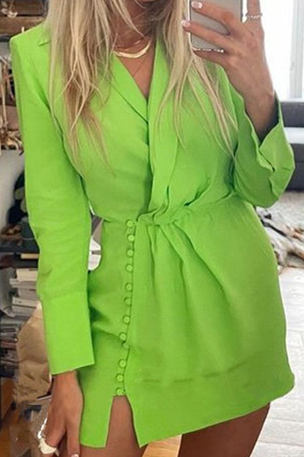 Fluorescent Long-sleeved Shirt Dress