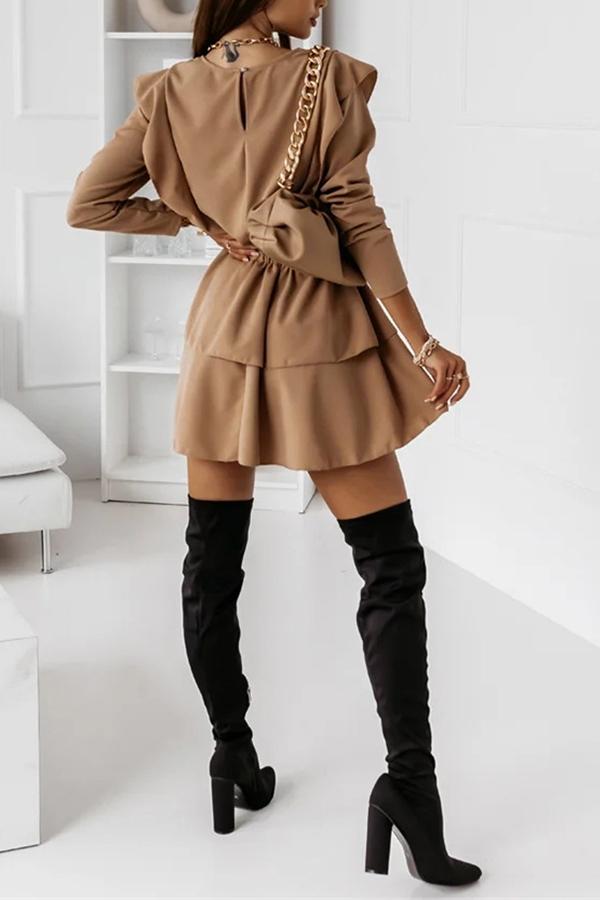 Casual Long-sleeved Ruffle Dress