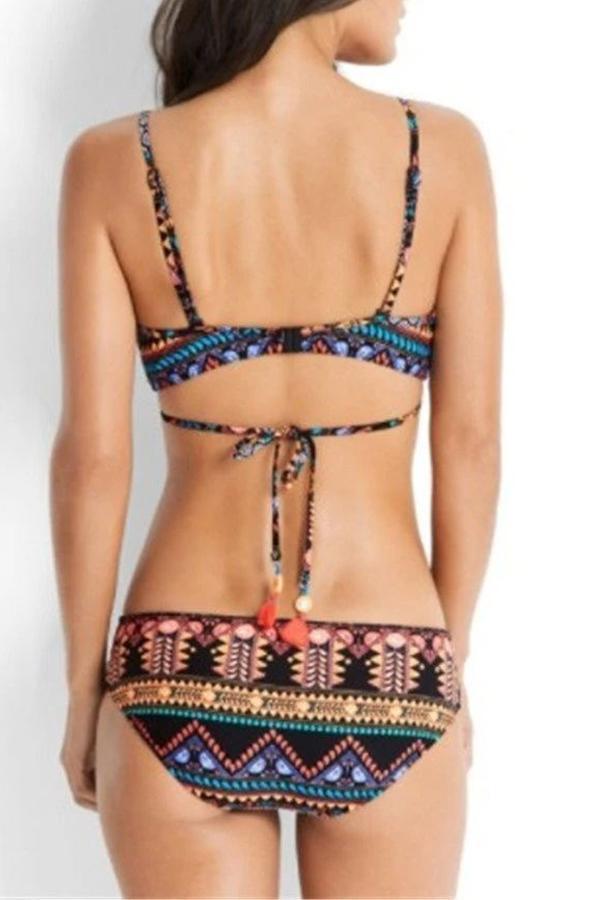 Ethnic Bikini Cross Straps On Chest